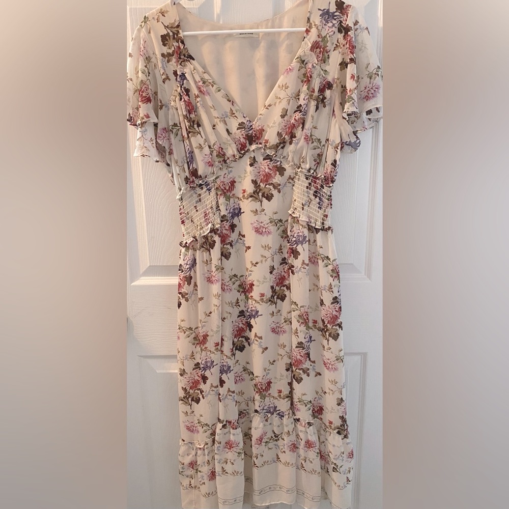 Max Studio Floral Mid Length Dress Medium